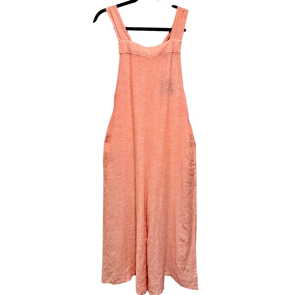 Haute Hippie Style Coral Pink Linen Blend Wide Leg Crop Jumpsuit Sz M Minimalist - Picture 3 of 13